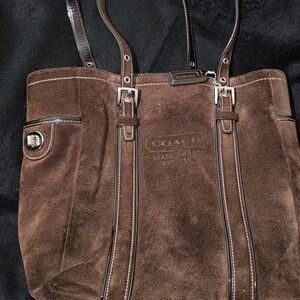 Coach Brown Suede Tote Bag